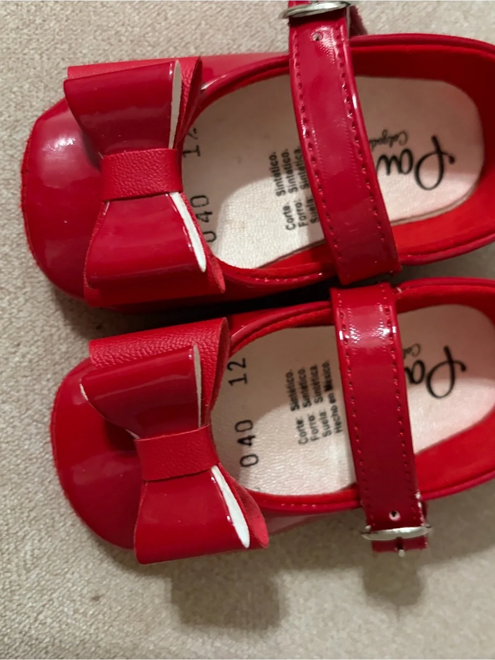 Kids Red Patent Bow Mary Jane Shoes - Unbranded